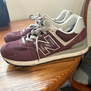 New Balance Burgundy & Light Gray 574 Retro Running Shoes